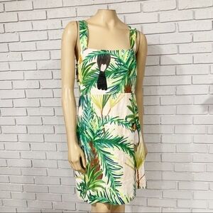Farm Rio Toucan Linen Paradise Back Belt Mini Dress